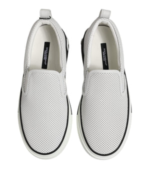 Weiß gepunktet Leder Slip On Männer Turnschuhe Schuhe