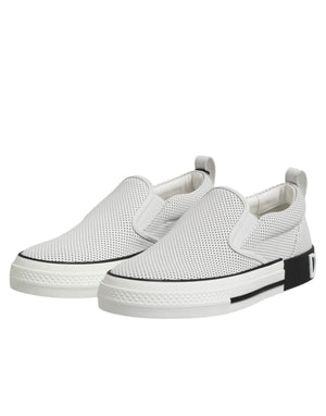 Weiß gepunktet Leder Slip On Männer Turnschuhe Schuhe