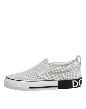 Weiß gepunktet Leder Slip On Männer Turnschuhe Schuhe