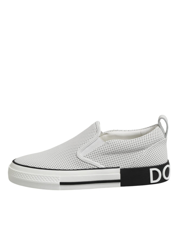 Weiß gepunktet Leder Slip On Männer Turnschuhe Schuhe