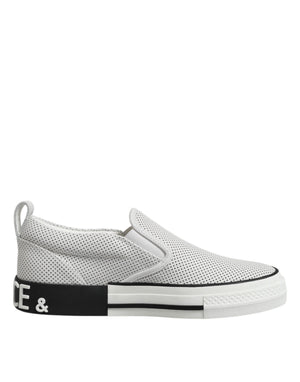 Weiß gepunktet Leder Slip On Männer Turnschuhe Schuhe