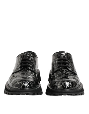 Schwarz Weiß Kalbsleder Chunky Derby Schuhe