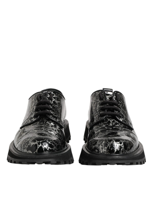 Schwarz Weiß Kalbsleder Chunky Derby Schuhe