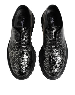 Schwarz Weiß Kalbsleder Chunky Derby Schuhe
