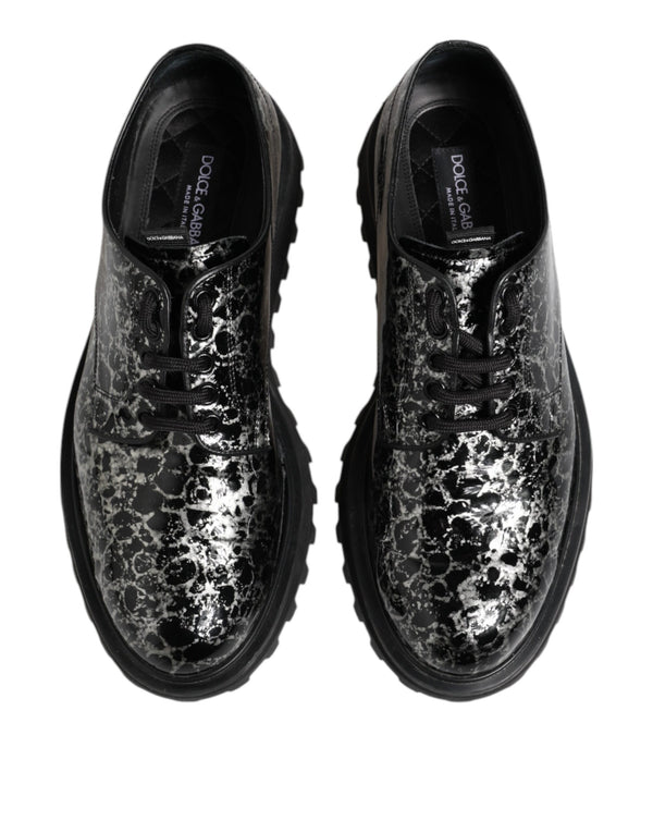 Schwarz Weiß Kalbsleder Chunky Derby Schuhe