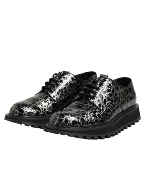 Schwarz Weiß Kalbsleder Chunky Derby Schuhe