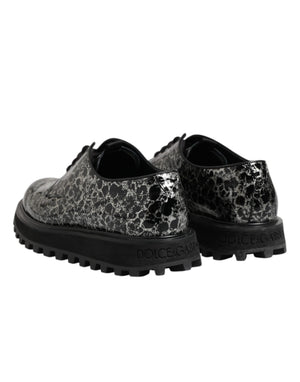 Schwarz Weiß Kalbsleder Chunky Derby Schuhe
