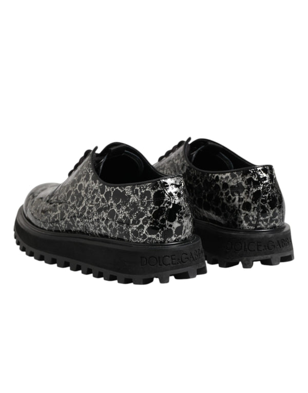 Schwarz Weiß Kalbsleder Chunky Derby Schuhe