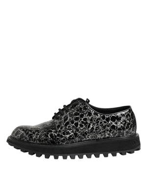 Schwarz Weiß Kalbsleder Chunky Derby Schuhe