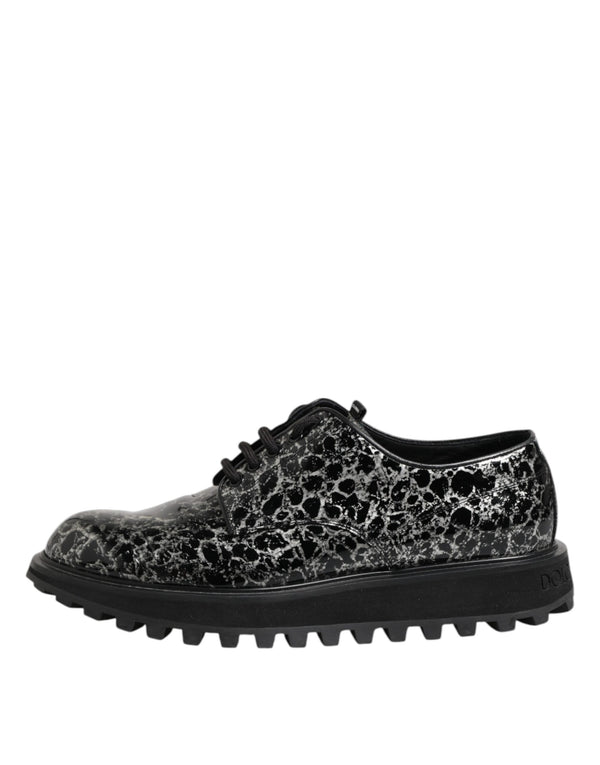 Schwarz Weiß Kalbsleder Chunky Derby Schuhe