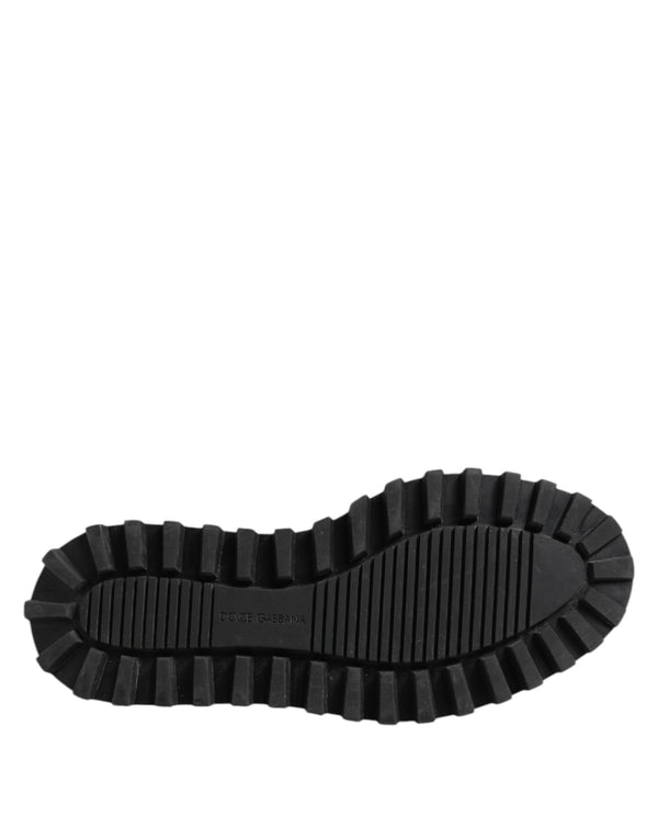 Schwarz Weiß Kalbsleder Chunky Derby Schuhe