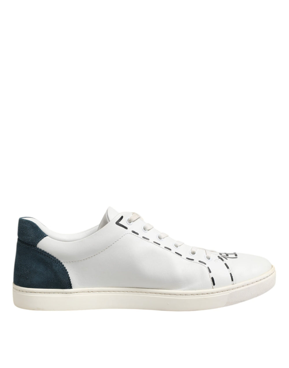 Weiße Leder bedruckte Low Top Sneakers Schuhe