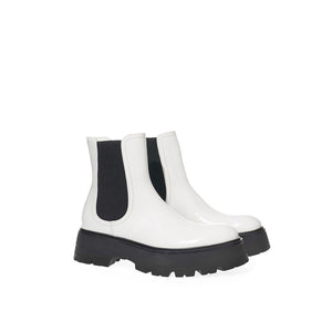 Schwarze und Weiße Chelsea-Boots aus Leder