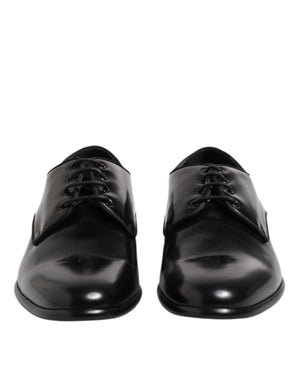 Schwarz Leder Lace Up Derby Männer Kleid Schuhe