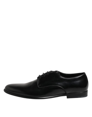 Schwarz Leder Lace Up Derby Männer Kleid Schuhe