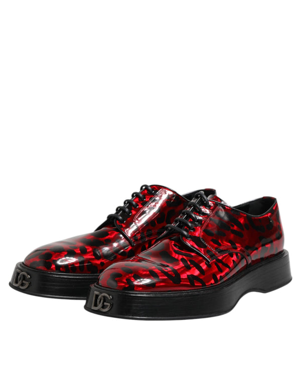 Rot Leopard Derby Formal Männer Kleid Schuhe