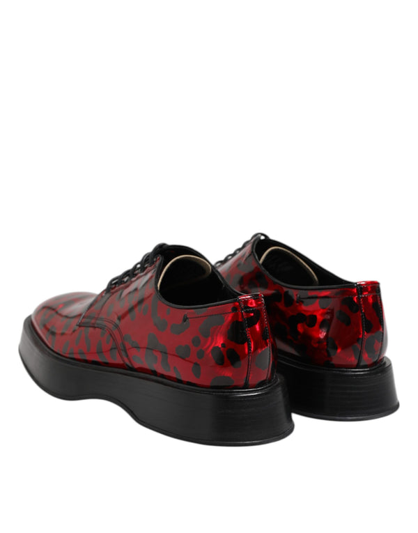 Rot Leopard Derby Formal Männer Kleid Schuhe