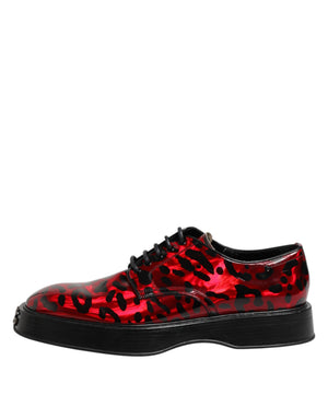 Rot Leopard Derby Formal Männer Kleid Schuhe