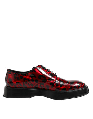 Rot Leopard Derby Formal Männer Kleid Schuhe