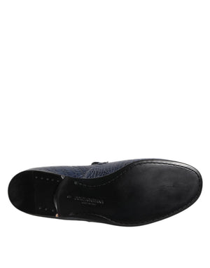 Blaue Exotische Leder Slip On Loafers Männer Kleid Schuhe