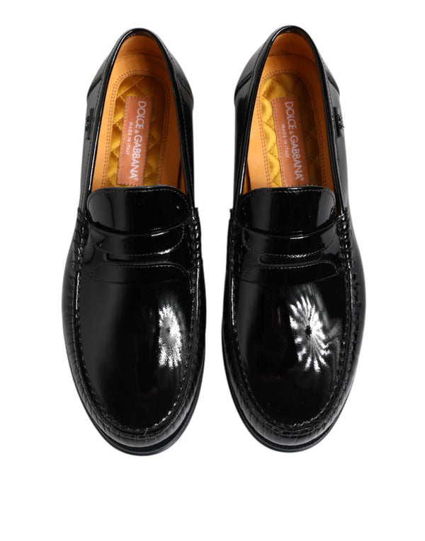Schwarz Leder Slip On Loafers Kleid Schuhe