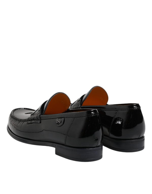 Schwarz Leder Slip On Loafers Kleid Schuhe