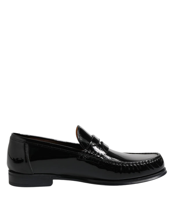 Schwarz Leder Slip On Loafers Kleid Schuhe