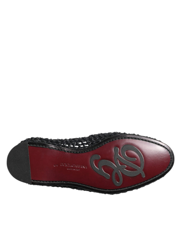 Schwarzes gewebtes Leder Slip On Loafers Männer Schuhe
