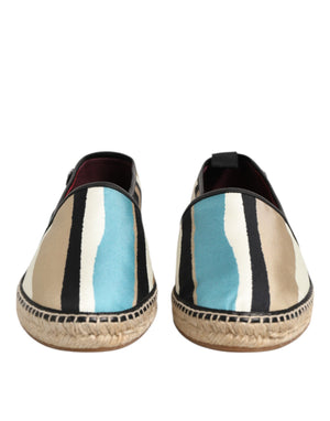 Mehrfarbig gestreifte flache Espadrille-Schuhe aus Canvas