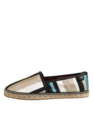 Mehrfarbig gestreifte flache Espadrille-Schuhe aus Canvas