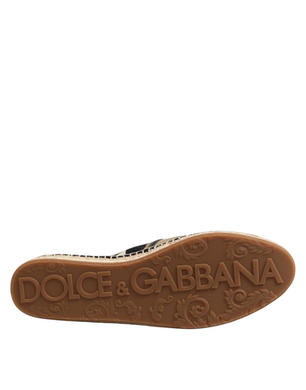 Mehrfarbig gestreifte flache Espadrille-Schuhe aus Canvas