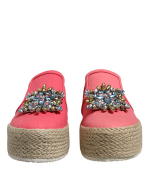 Rosa Canvas Kristall verschönert Slip On Schuhe