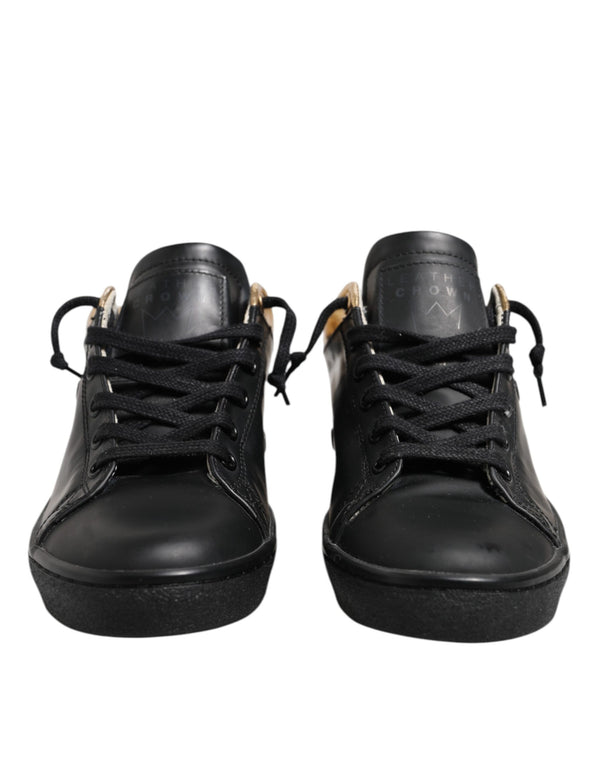 Schwarz Gold Lace Up Low Top Frauen Turnschuhe Schuhe