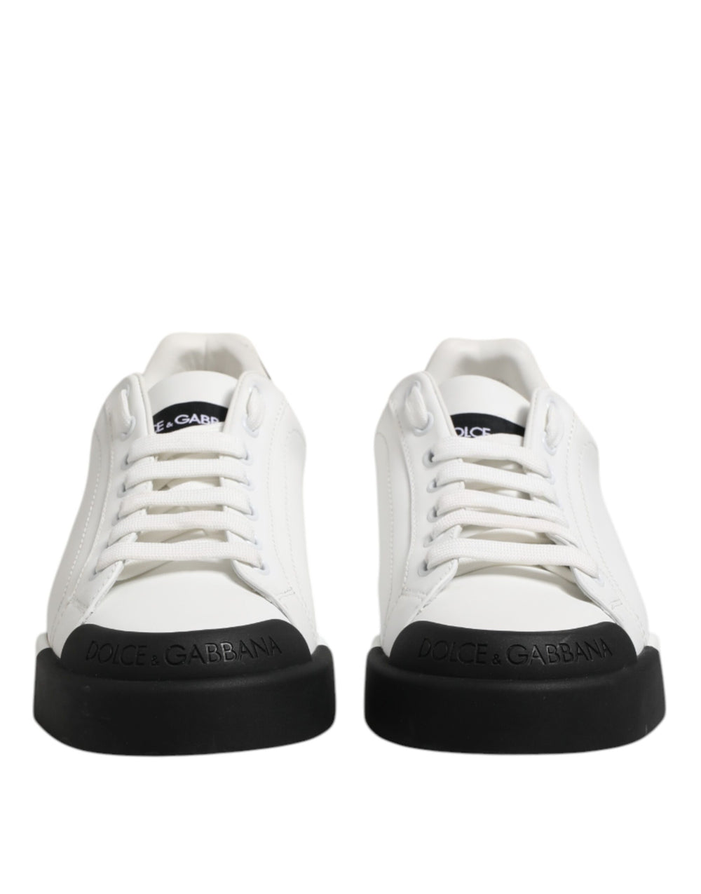 Weiß Schwarz Logo Leder Lace Up Sneakers Schuhe