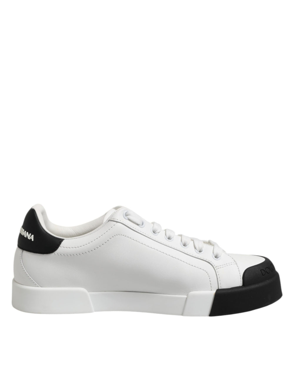 Weiß Schwarz Logo Leder Lace Up Sneakers Schuhe