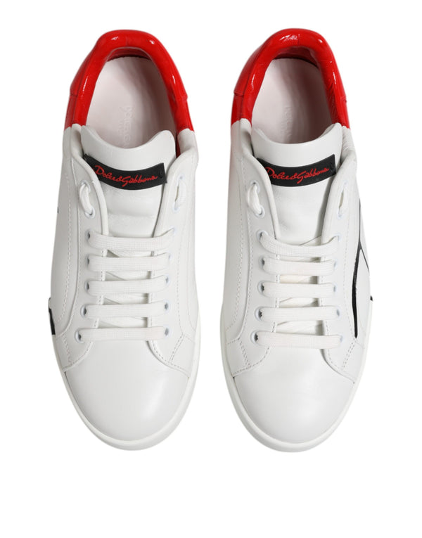 Weiß Rot Logo Low Top Leder Turnschuhe Schuhe