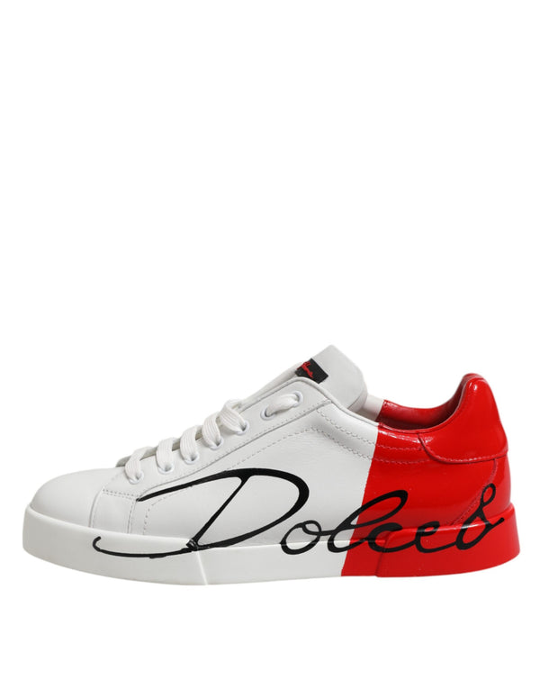 Weiß Rot Logo Low Top Leder Turnschuhe Schuhe