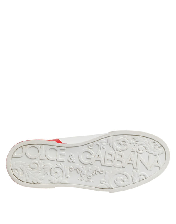 Weiß Rot Logo Low Top Leder Turnschuhe Schuhe