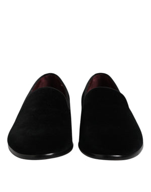 Schwarzer Samt Slip On Loafers Formelle Schuhe