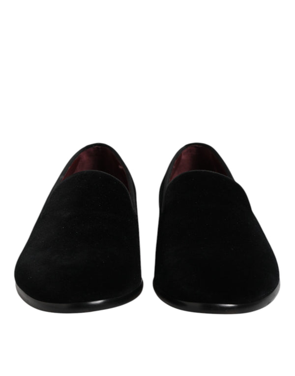 Schwarzer Samt Slip On Loafers Formelle Schuhe