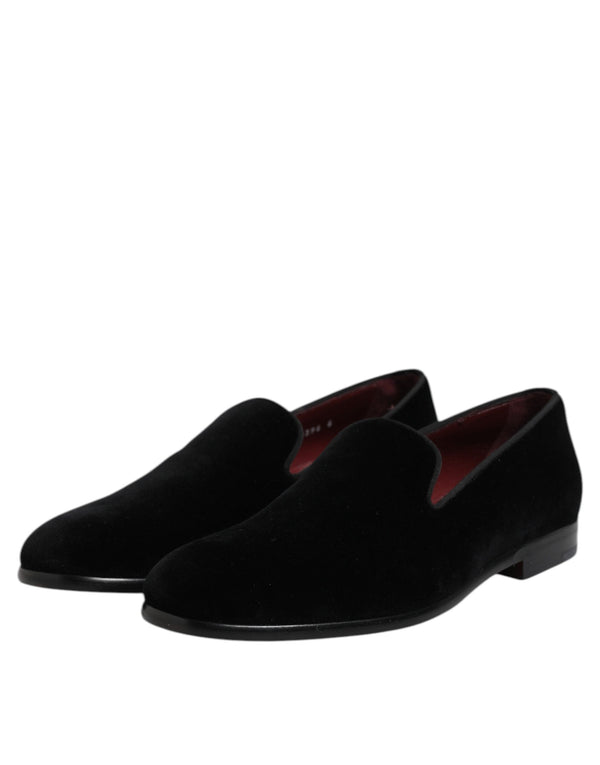 Schwarzer Samt Slip On Loafers Formelle Schuhe