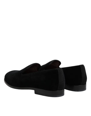 Schwarzer Samt Slip On Loafers Formelle Schuhe