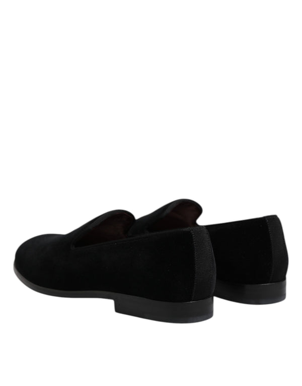 Schwarzer Samt Slip On Loafers Formelle Schuhe