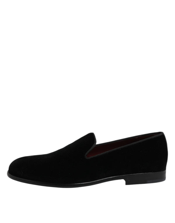 Schwarzer Samt Slip On Loafers Formelle Schuhe