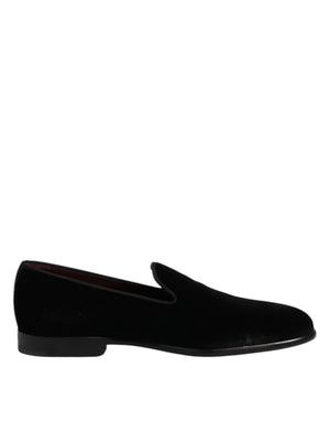 Schwarzer Samt Slip On Loafers Formelle Schuhe