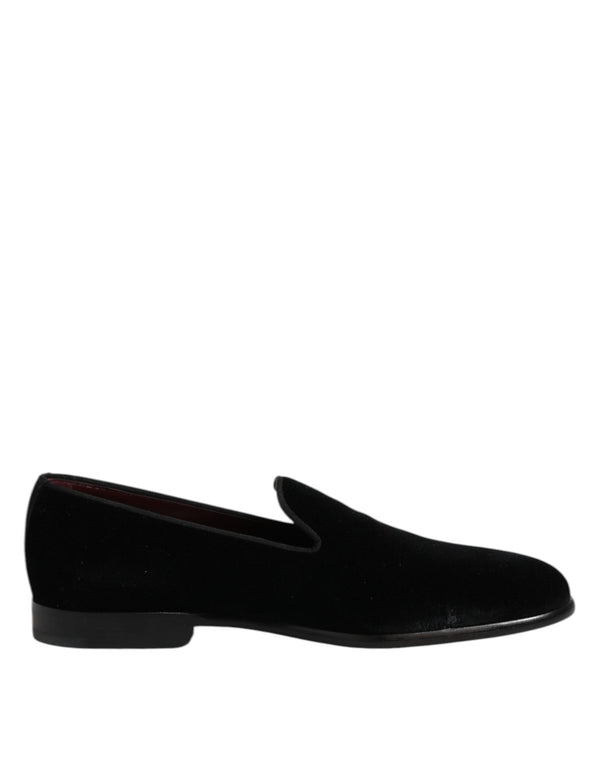 Schwarzer Samt Slip On Loafers Formelle Schuhe