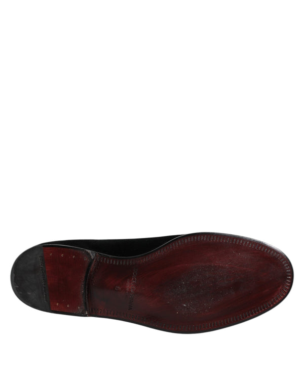 Schwarzer Samt Slip On Loafers Formelle Schuhe