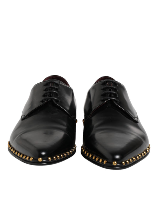 Schwarz Leder Nieten Derby Männer Kleid Schuhe