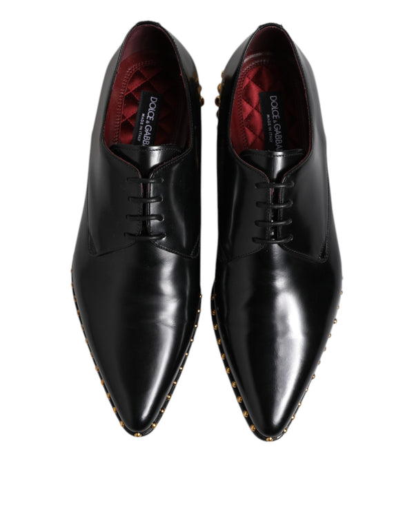 Schwarz Leder Nieten Derby Männer Kleid Schuhe