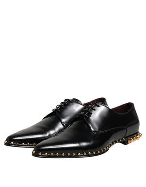 Schwarz Leder Nieten Derby Männer Kleid Schuhe